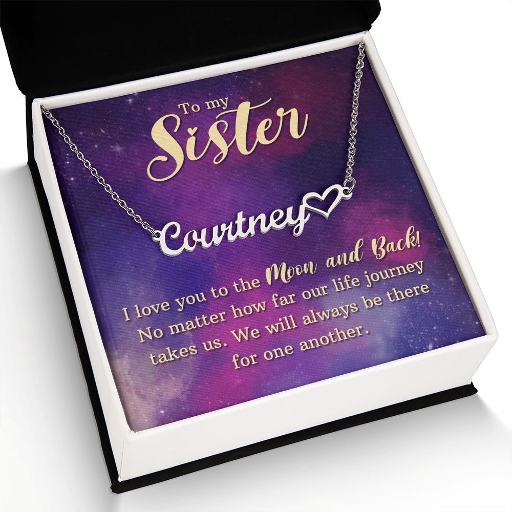 To My Sister I Love You Name Necklace With Heart-Express Your Love Gifts