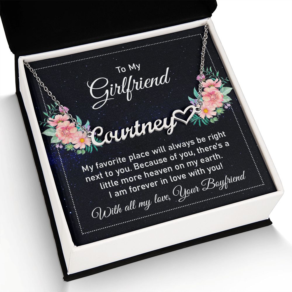 To My Girlfriend My Favorite Place Name Necklace With Heart-Express Your Love Gifts