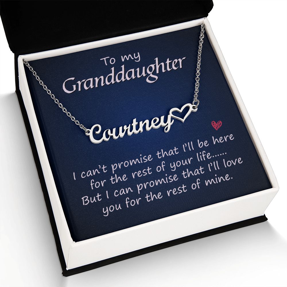 To My Granddaughter Name Necklace With Heart-Express Your Love Gifts