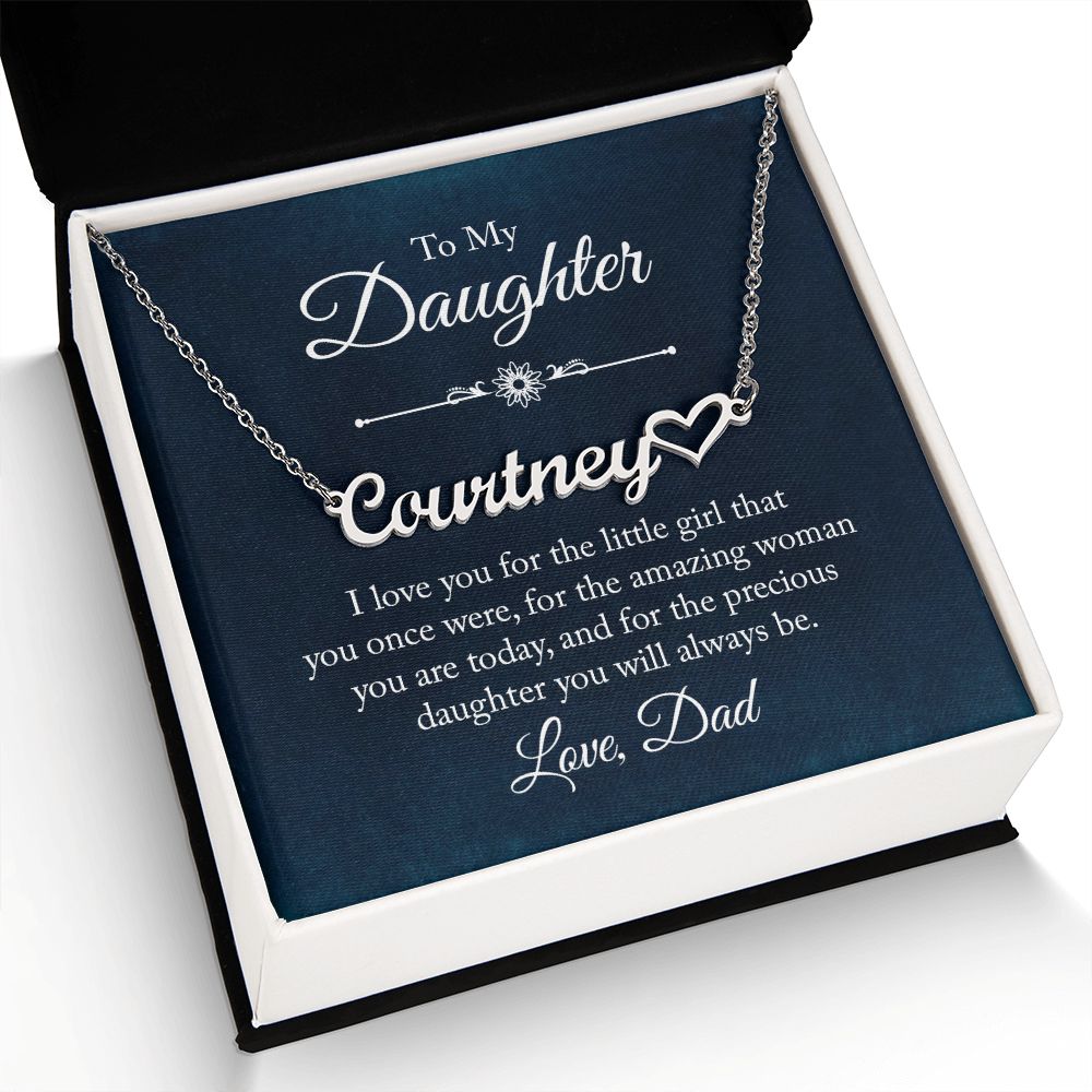 To My Daughter I Love You Name Necklace With Heart-Express Your Love Gifts