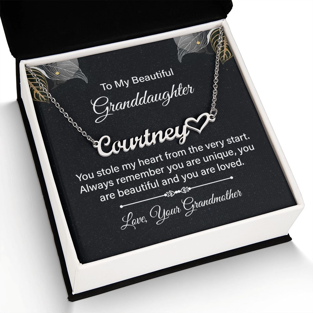 To My Granddaughter You Stole My Heart Name Necklace With Heart-Express Your Love Gifts