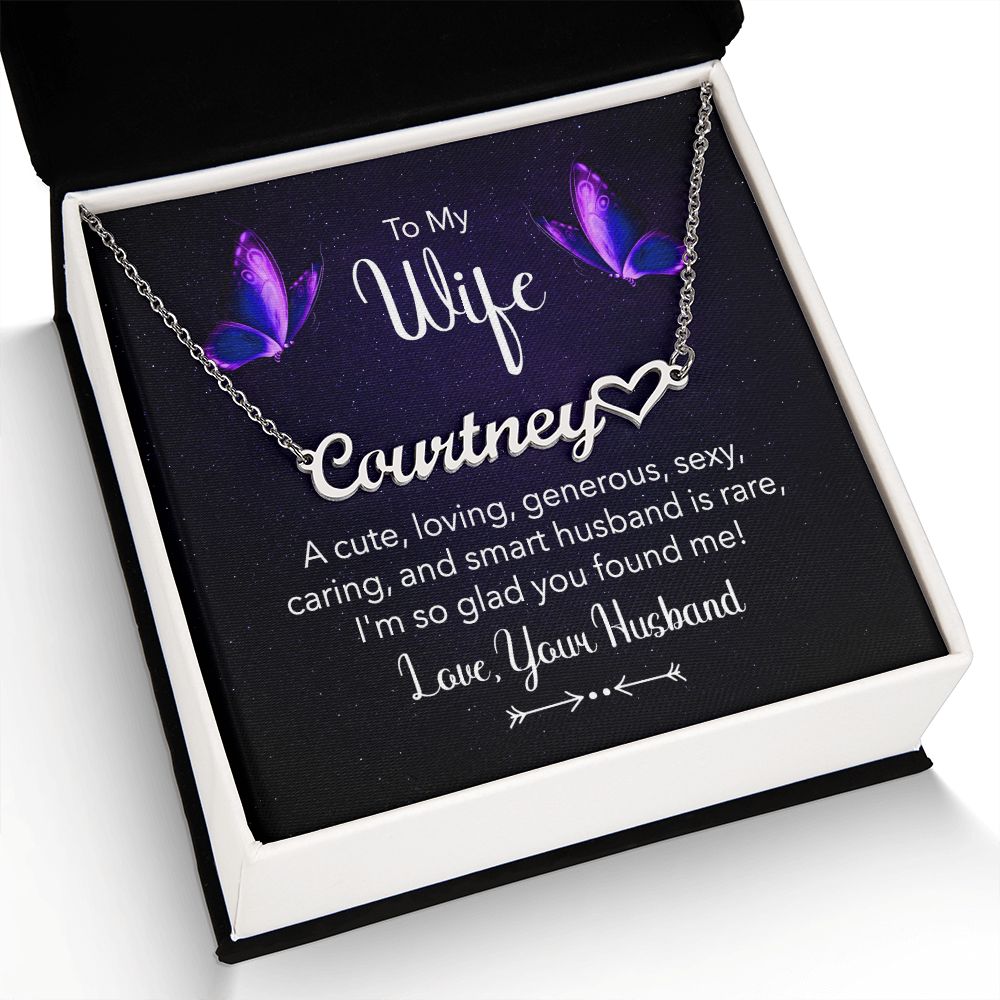 To My Wife A Cute Loving Name Necklace With Heart-Express Your Love Gifts