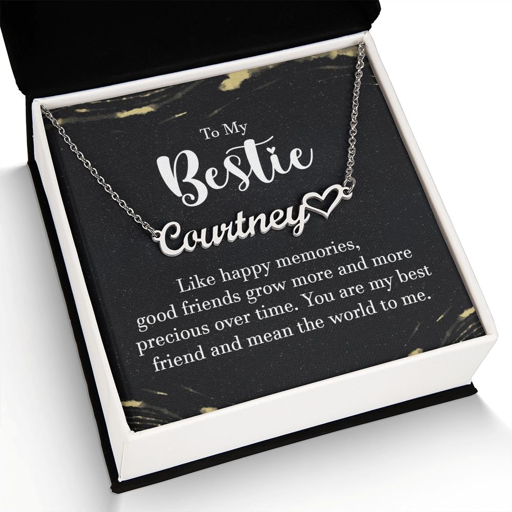To My Bestie Like Happy Memories Name Necklace With Heart-Express Your Love Gifts