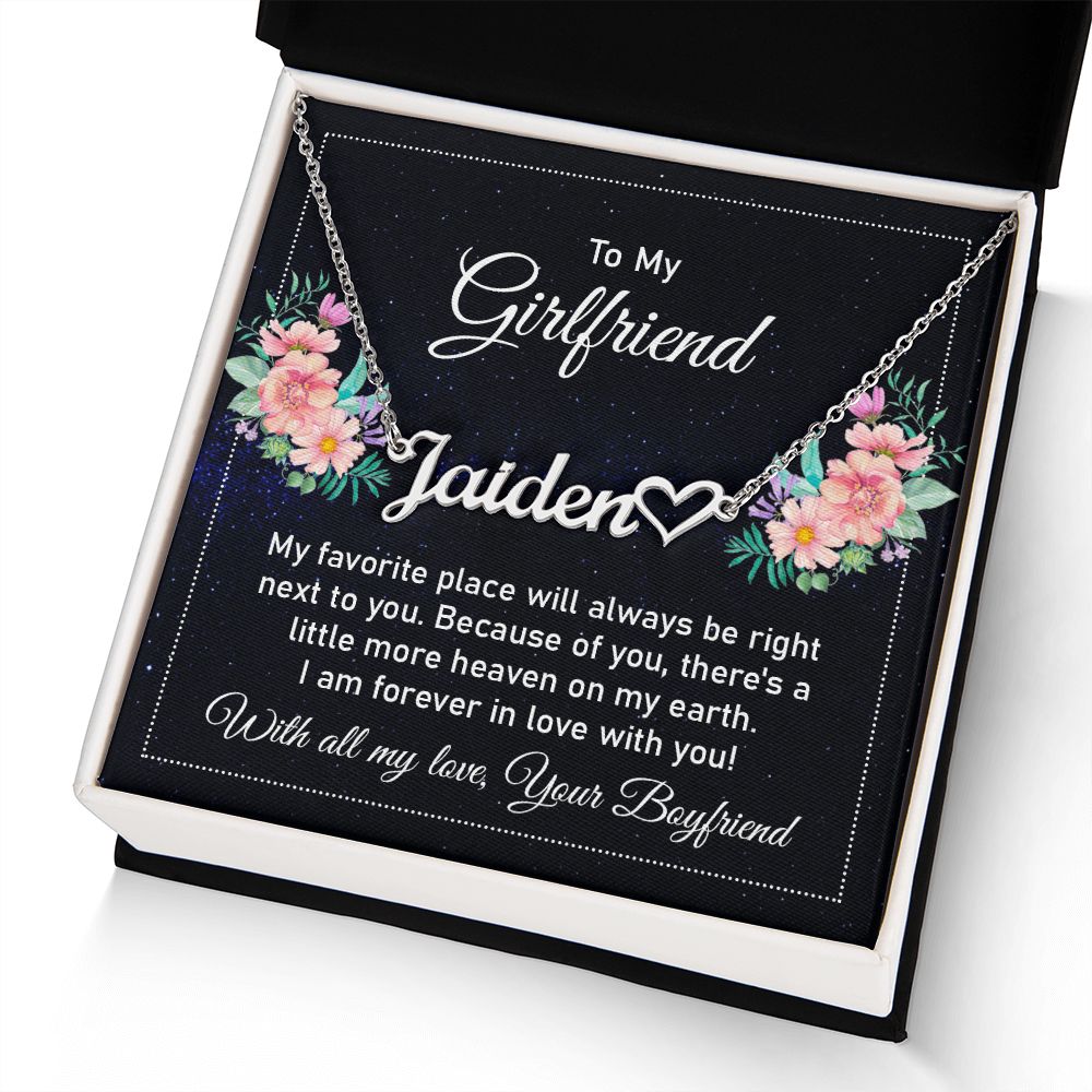 To My Girlfriend My Favorite Place Name Necklace With Heart-Express Your Love Gifts