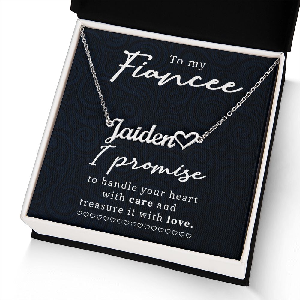 To My Fiancee Name Necklace With Heart-Express Your Love Gifts