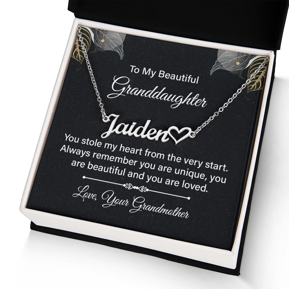 To My Granddaughter You Stole My Heart Name Necklace With Heart-Express Your Love Gifts