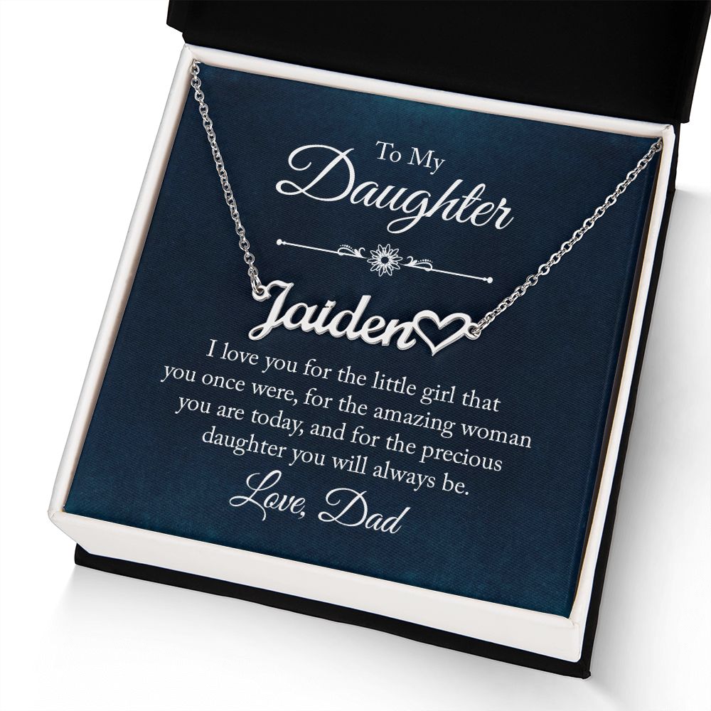 To My Daughter I Love You Name Necklace With Heart-Express Your Love Gifts