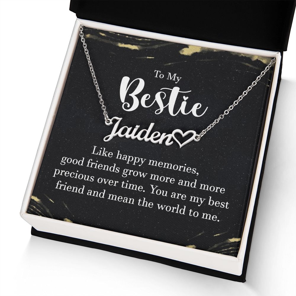 To My Bestie Like Happy Memories Name Necklace With Heart-Express Your Love Gifts