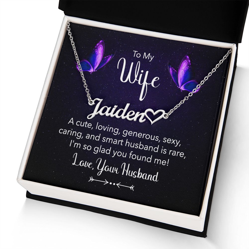 To My Wife A Cute Loving Name Necklace With Heart-Express Your Love Gifts