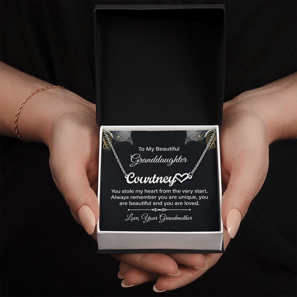 To My Granddaughter You Stole My Heart Name Necklace With Heart-Express Your Love Gifts