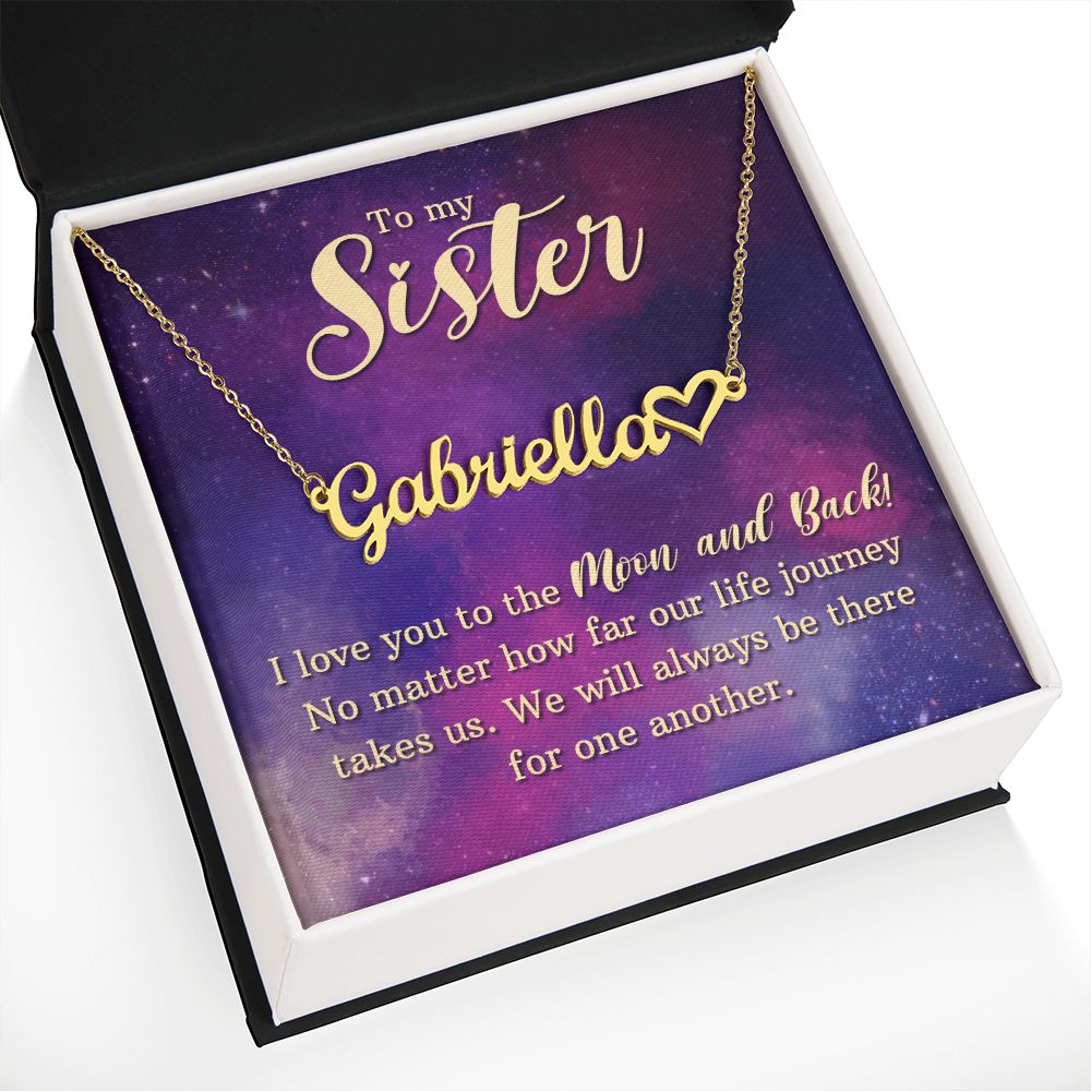 To My Sister I Love You Name Necklace With Heart-Express Your Love Gifts
