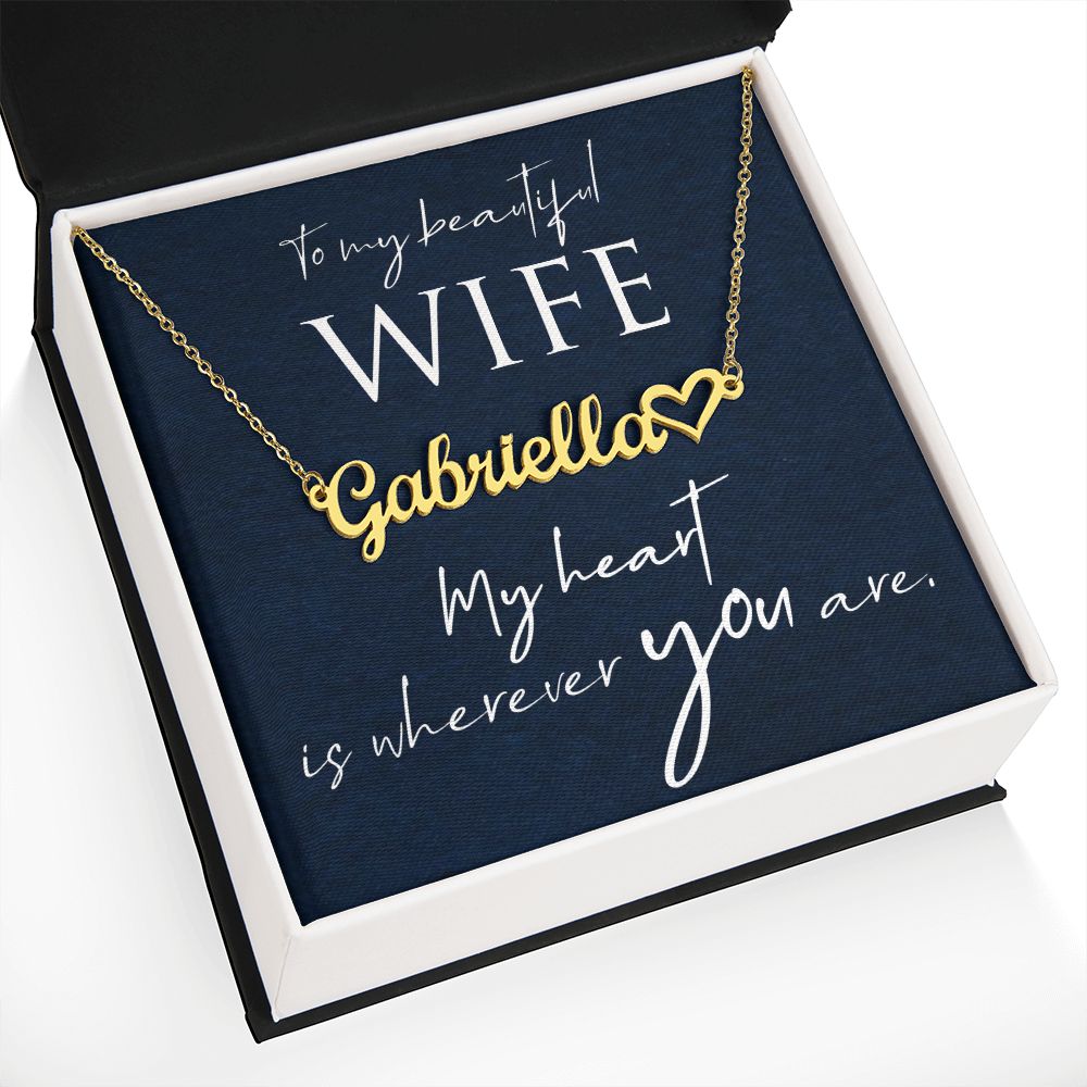 To My Beautiful Wife Name Necklace With Heart-Express Your Love Gifts
