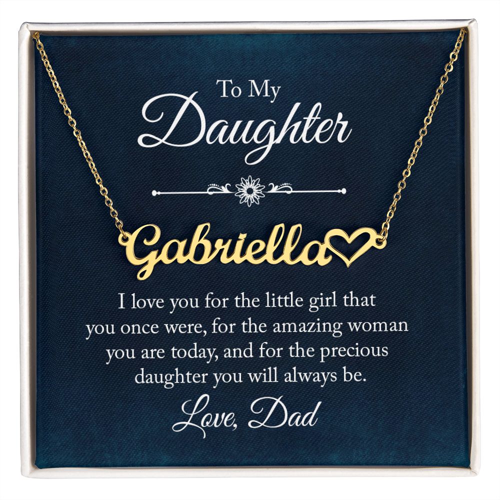 To My Daughter I Love You Name Necklace With Heart-Express Your Love Gifts