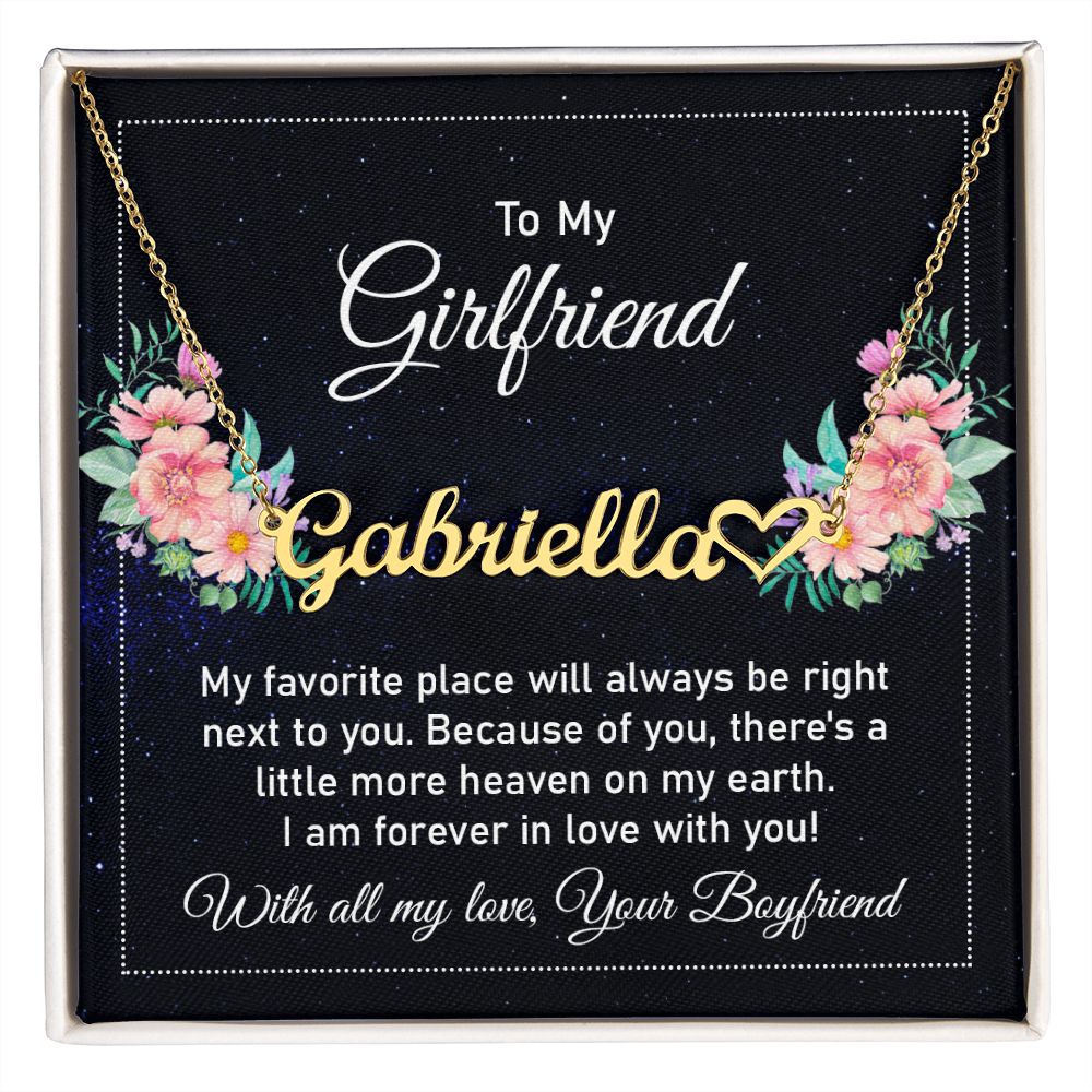 To My Girlfriend My Favorite Place Name Necklace With Heart-Express Your Love Gifts