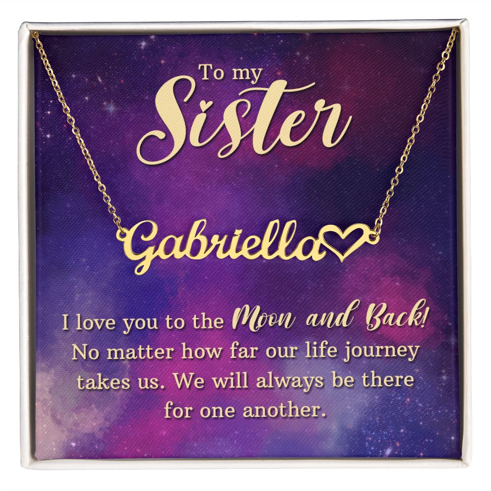 To My Sister I Love You Name Necklace With Heart-Express Your Love Gifts