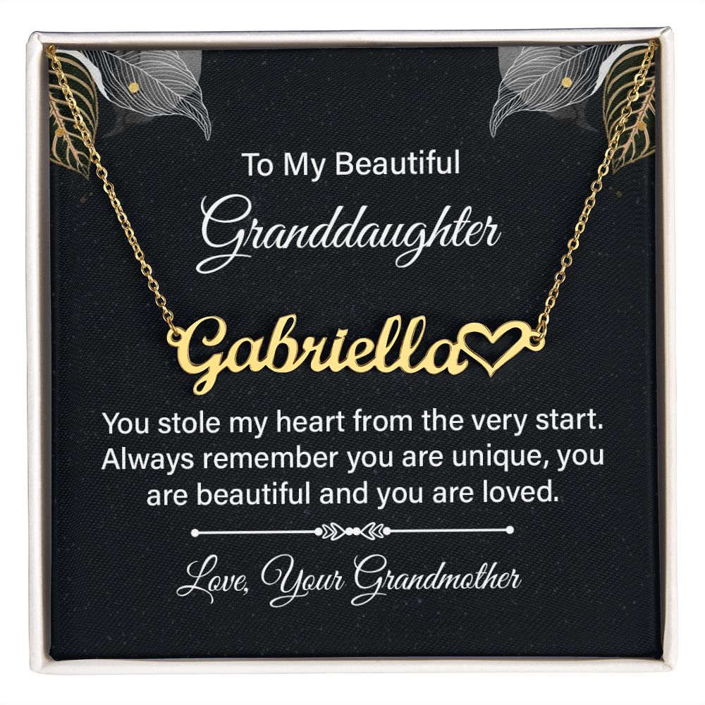 To My Granddaughter You Stole My Heart Name Necklace With Heart-Express Your Love Gifts