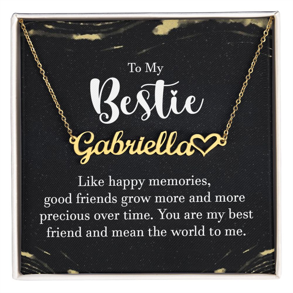 To My Bestie Like Happy Memories Name Necklace With Heart-Express Your Love Gifts