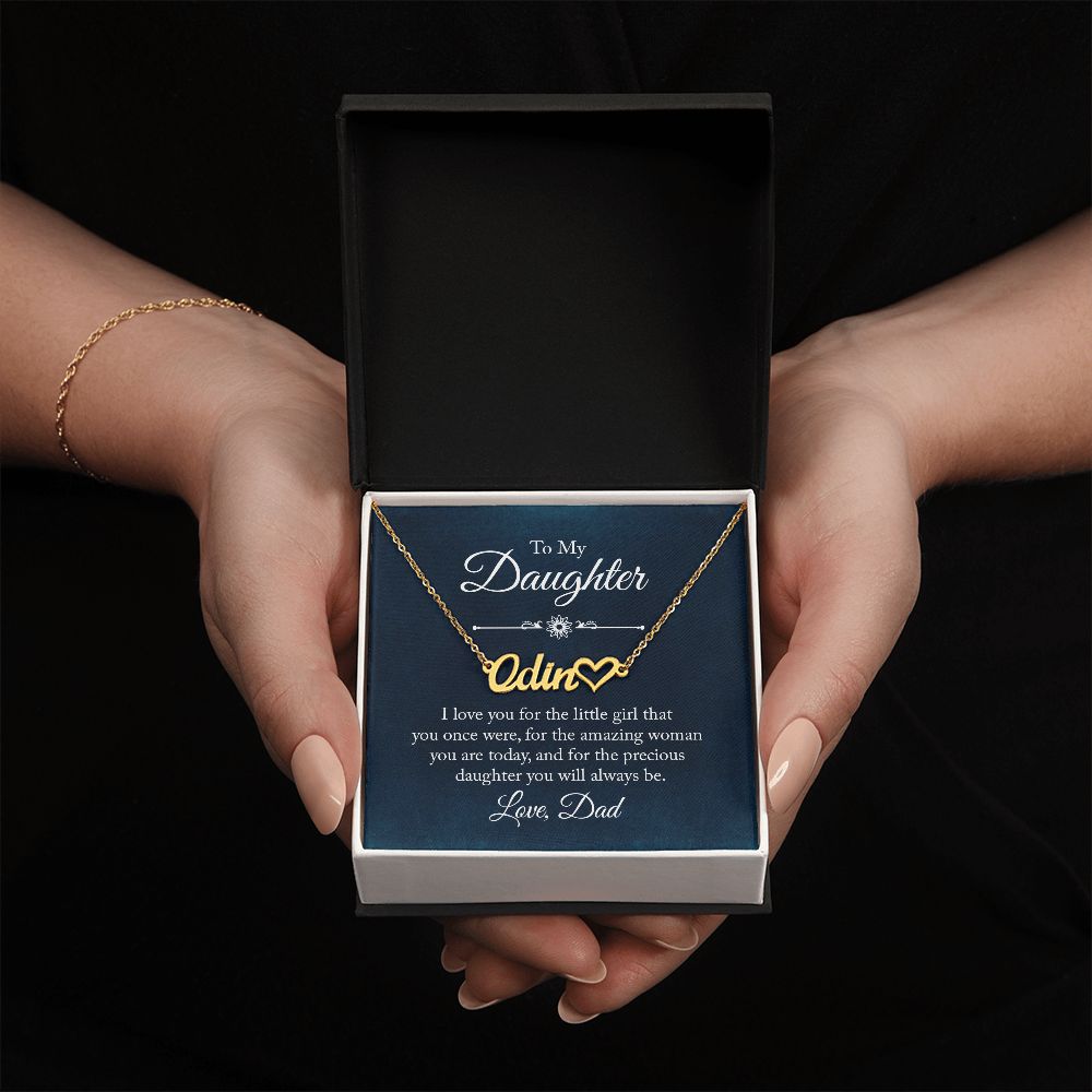 To My Daughter I Love You Name Necklace With Heart-Express Your Love Gifts