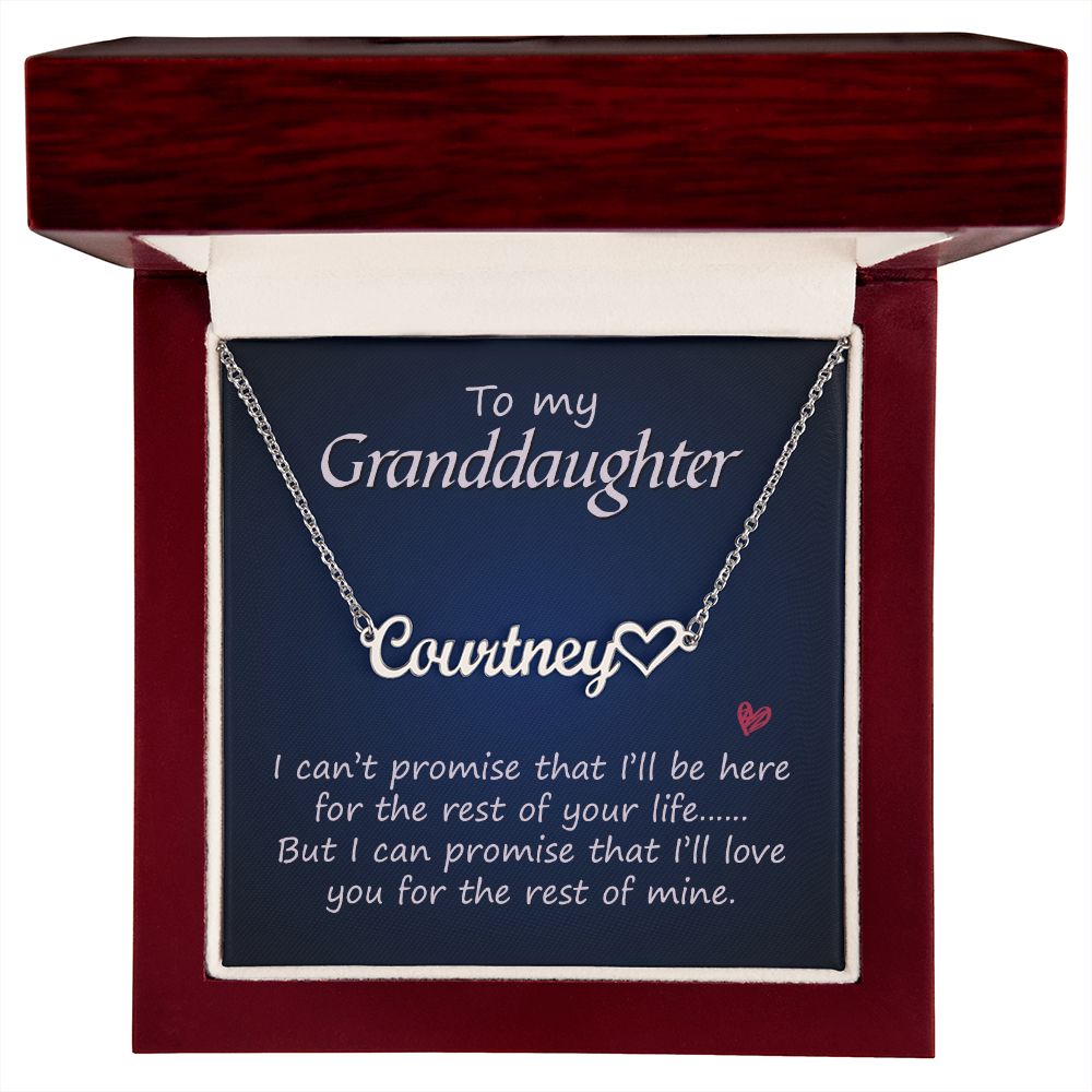 To My Granddaughter Name Necklace With Heart-Express Your Love Gifts