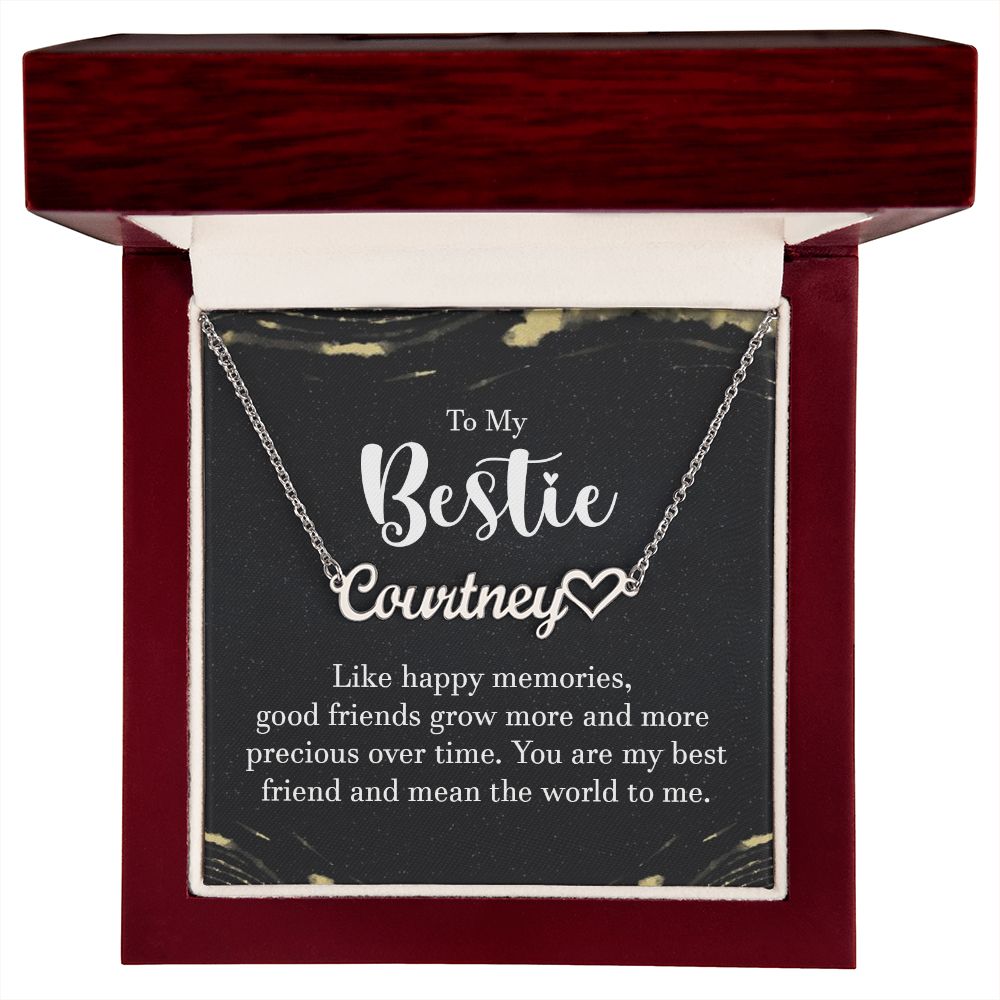 To My Bestie Like Happy Memories Name Necklace With Heart-Express Your Love Gifts