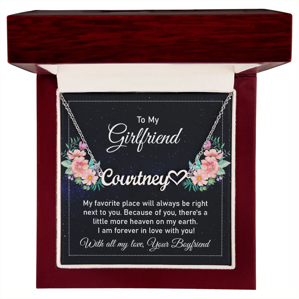To My Girlfriend My Favorite Place Name Necklace With Heart-Express Your Love Gifts