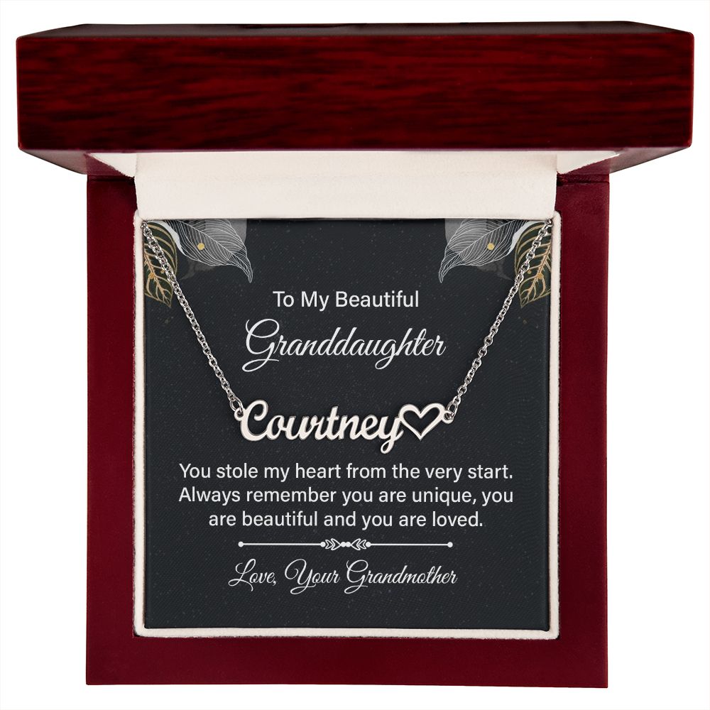 To My Granddaughter You Stole My Heart Name Necklace With Heart-Express Your Love Gifts