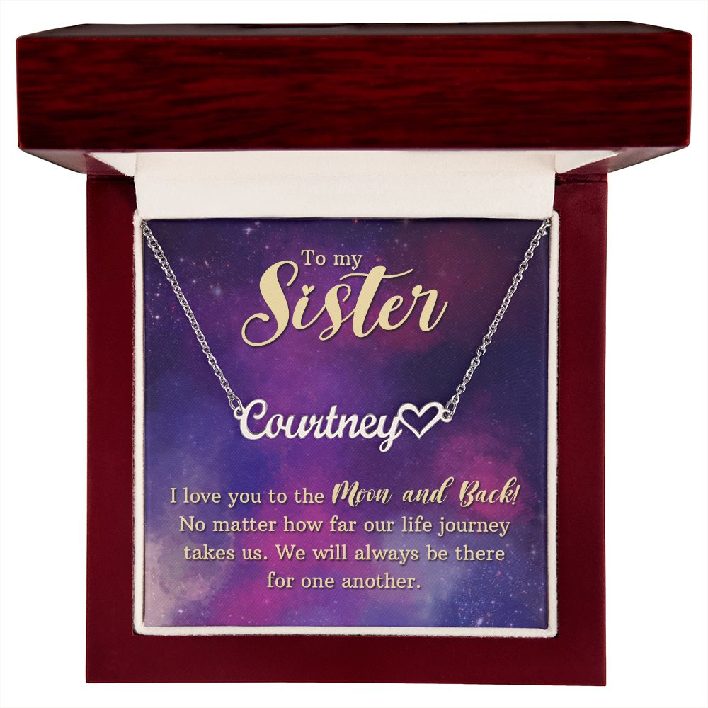 To My Sister I Love You Name Necklace With Heart-Express Your Love Gifts