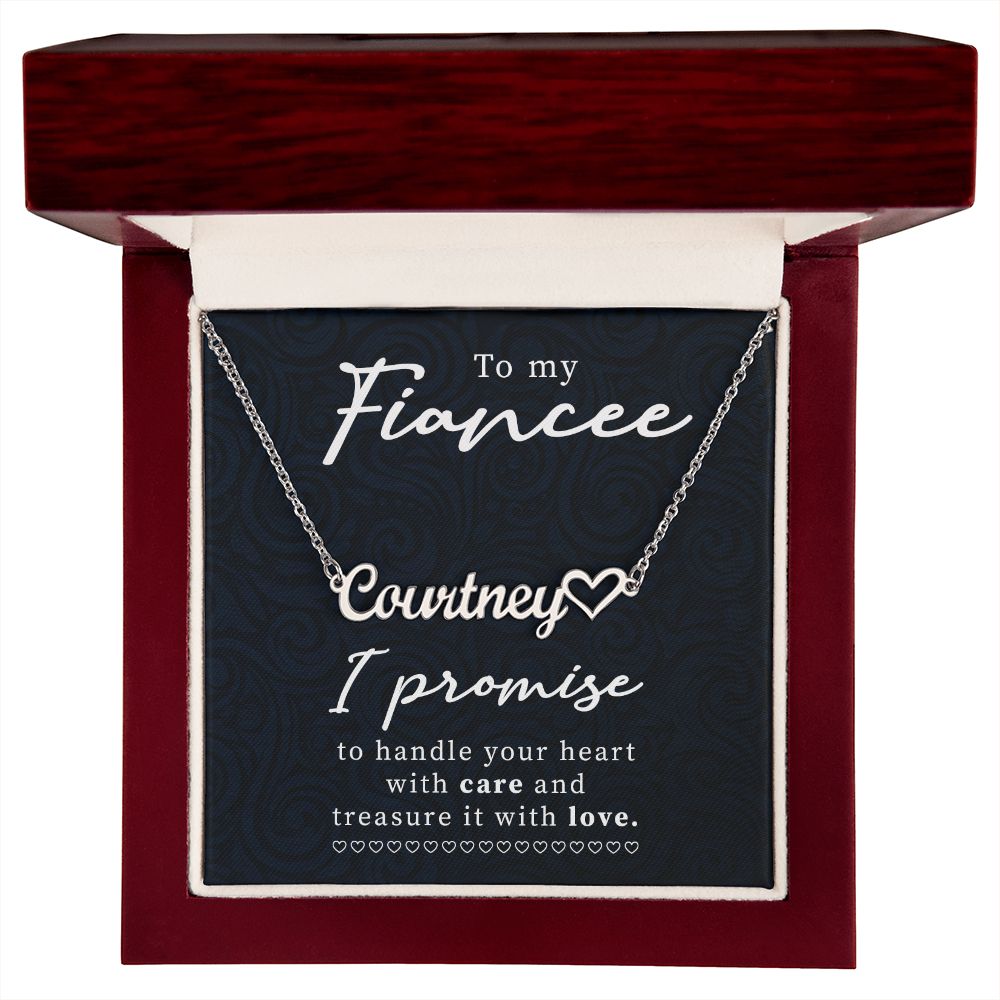 To My Fiancee Name Necklace With Heart-Express Your Love Gifts
