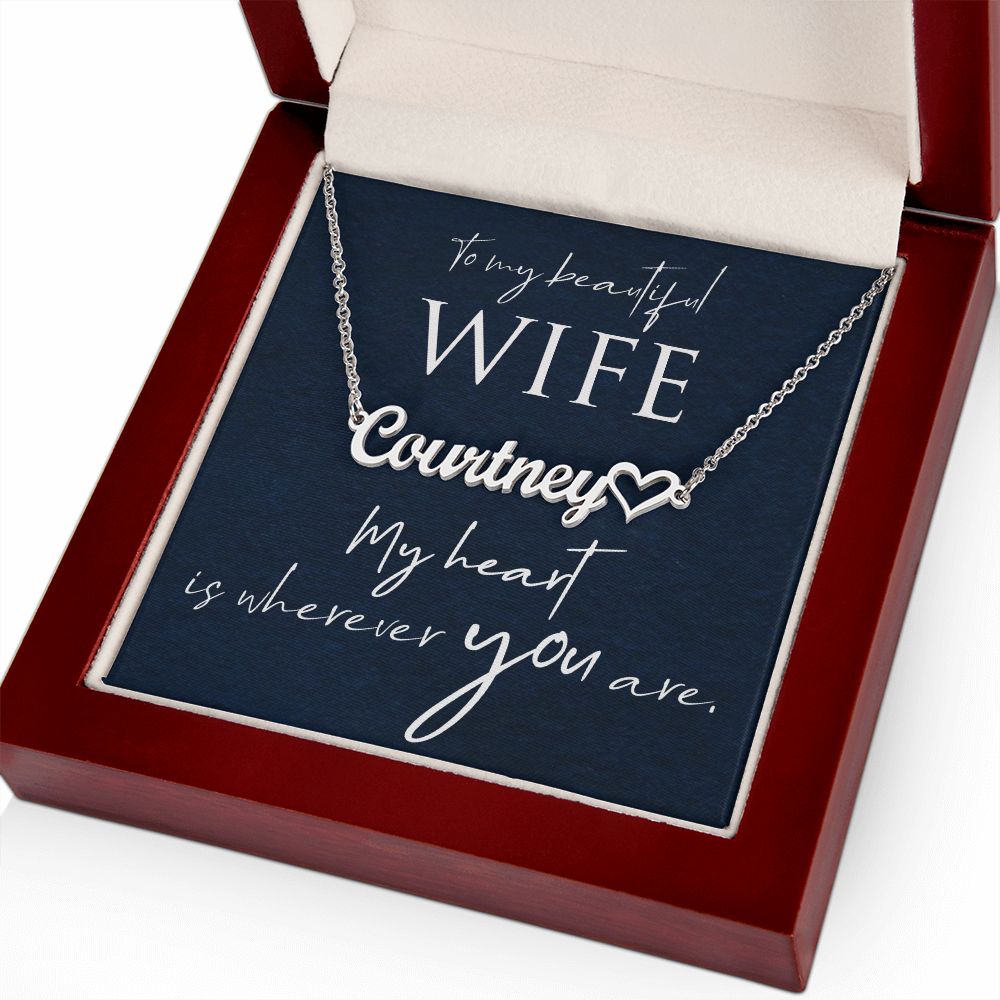 To My Beautiful Wife Name Necklace With Heart-Express Your Love Gifts