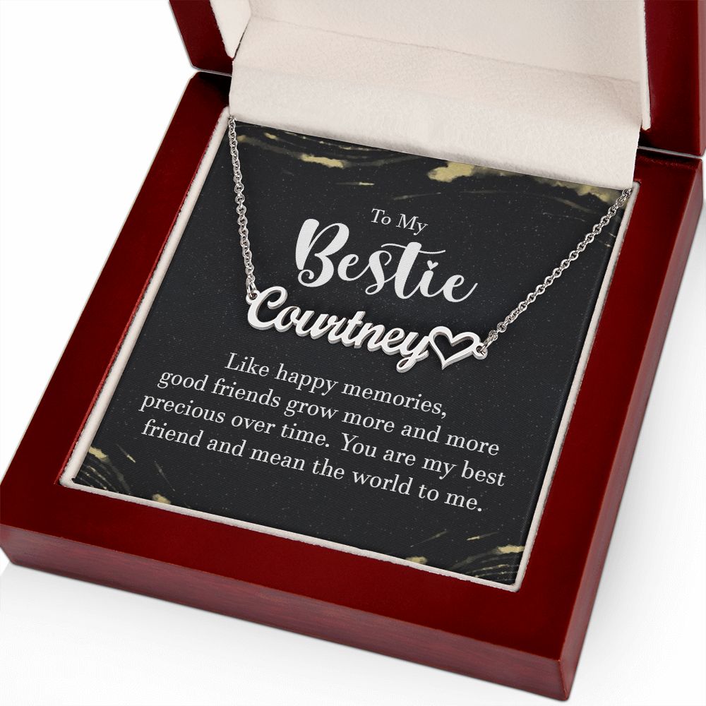 To My Bestie Like Happy Memories Name Necklace With Heart-Express Your Love Gifts