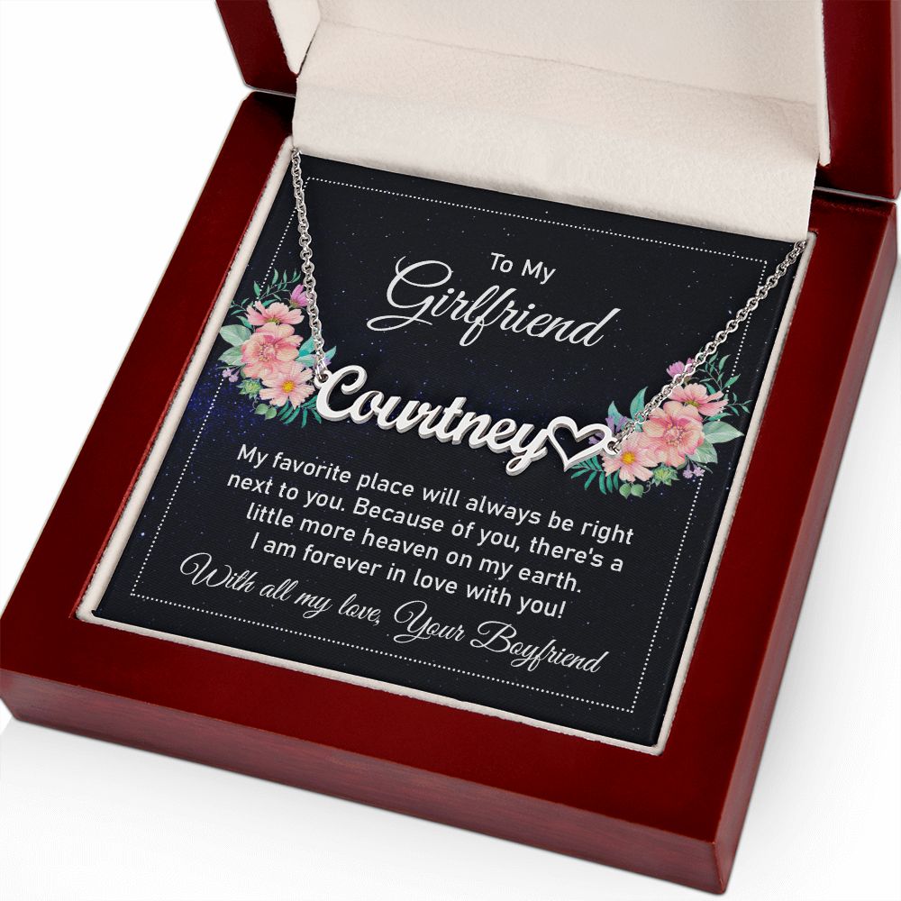 To My Girlfriend My Favorite Place Name Necklace With Heart-Express Your Love Gifts