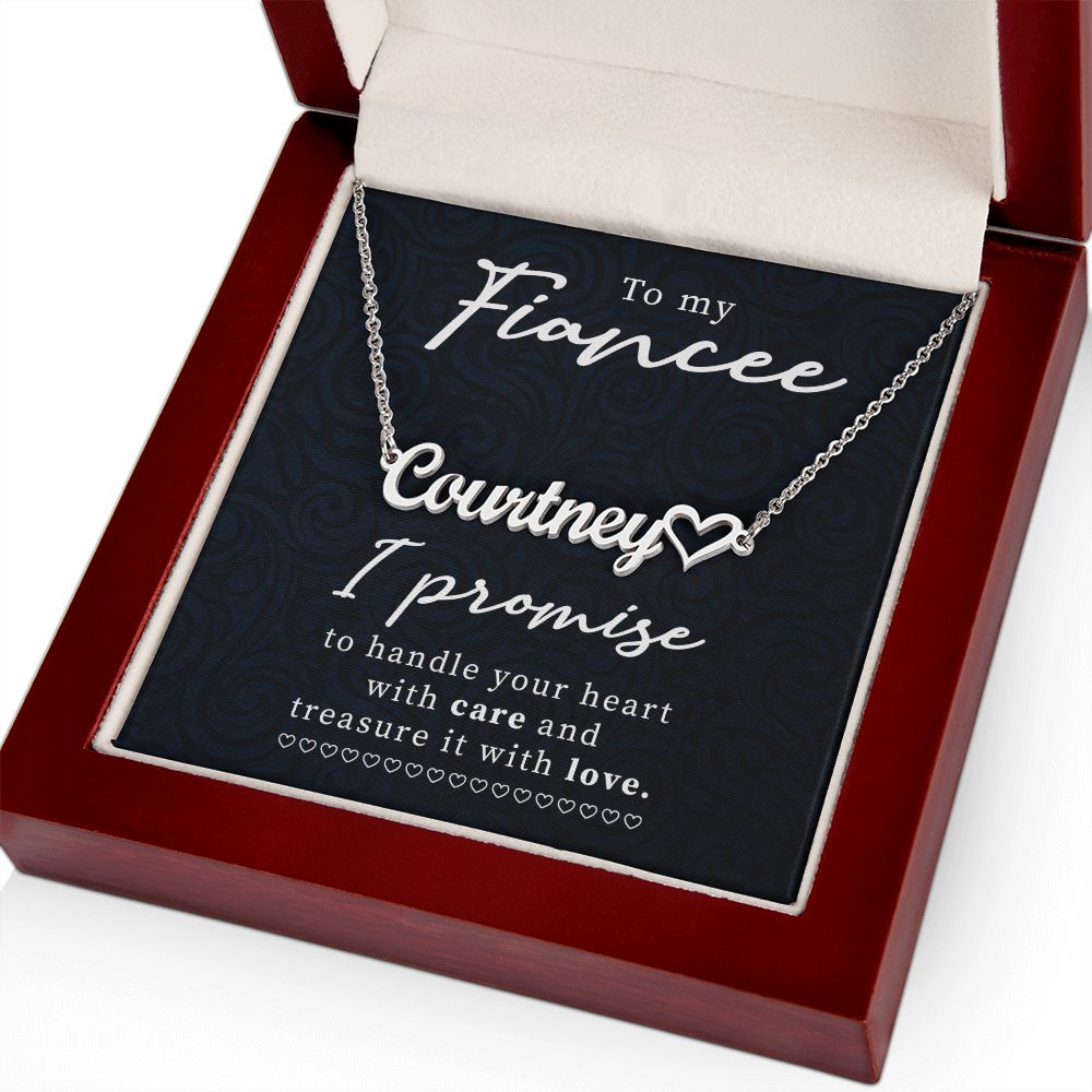 To My Fiancee Name Necklace With Heart-Express Your Love Gifts