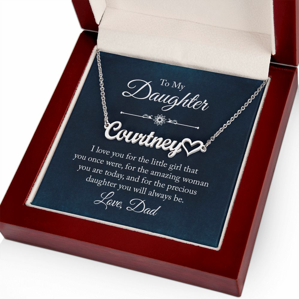 To My Daughter I Love You Name Necklace With Heart-Express Your Love Gifts