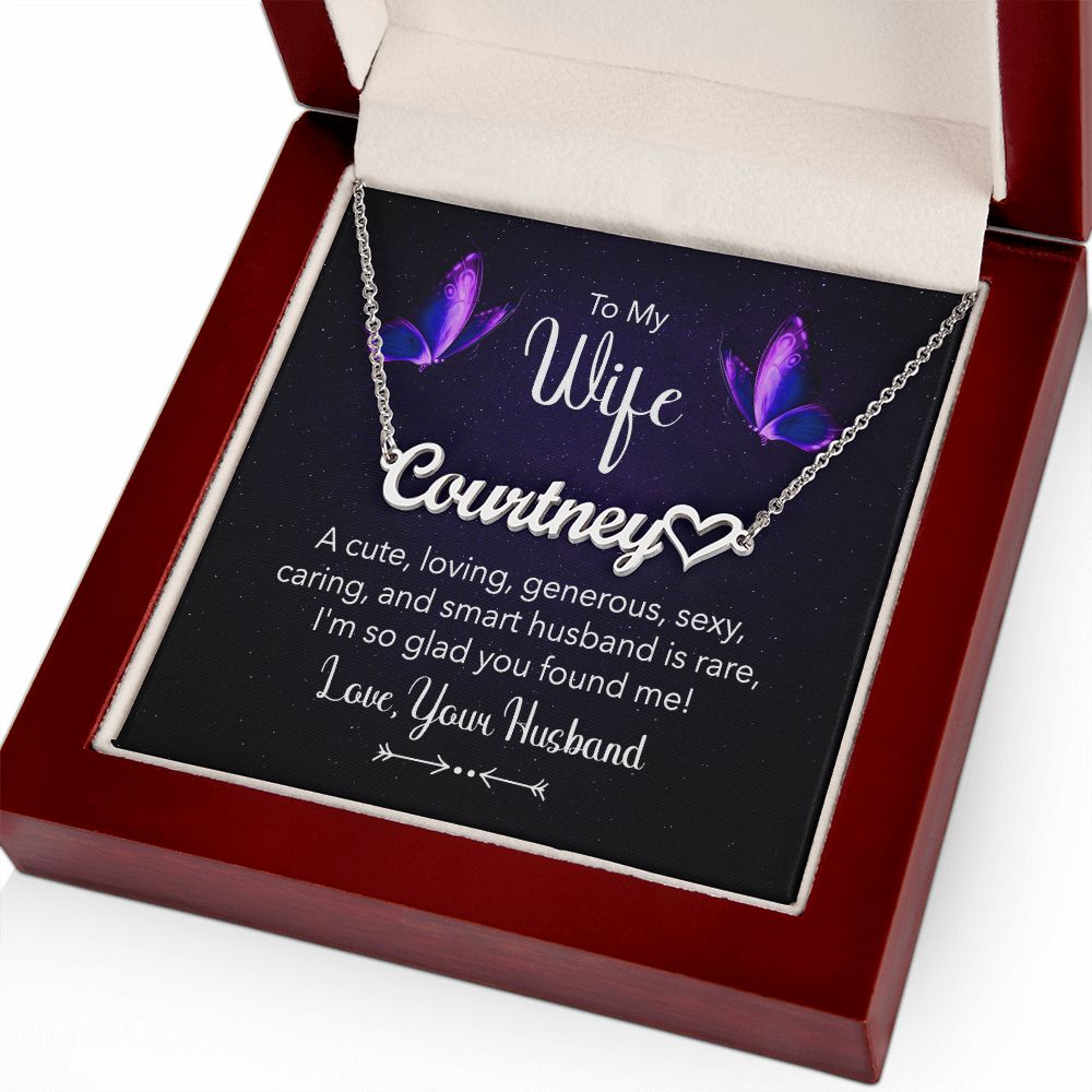 To My Wife A Cute Loving Name Necklace With Heart-Express Your Love Gifts
