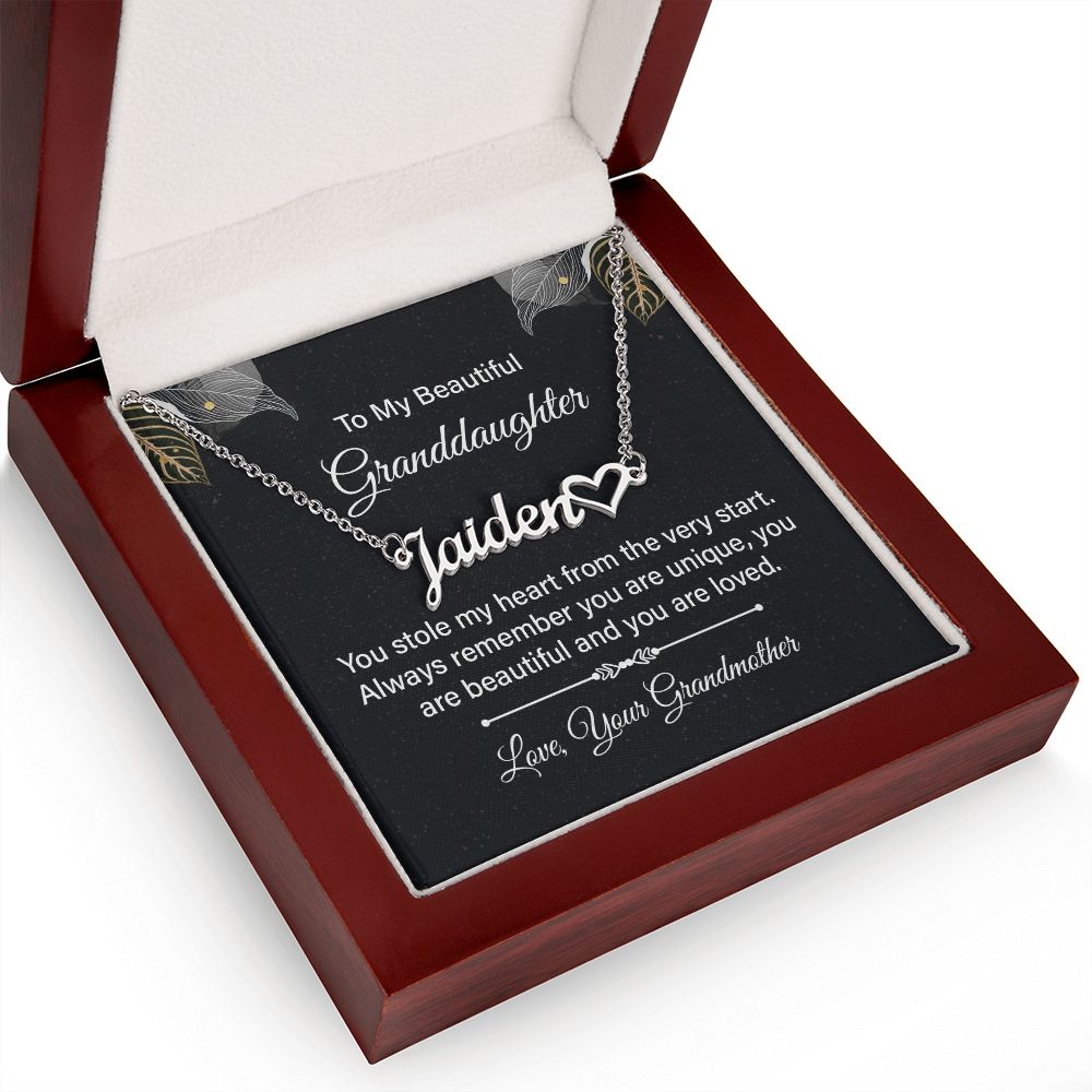 To My Granddaughter You Stole My Heart Name Necklace With Heart-Express Your Love Gifts