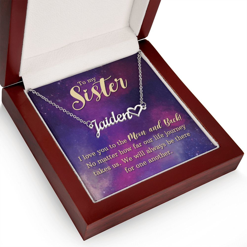 To My Sister I Love You Name Necklace With Heart-Express Your Love Gifts