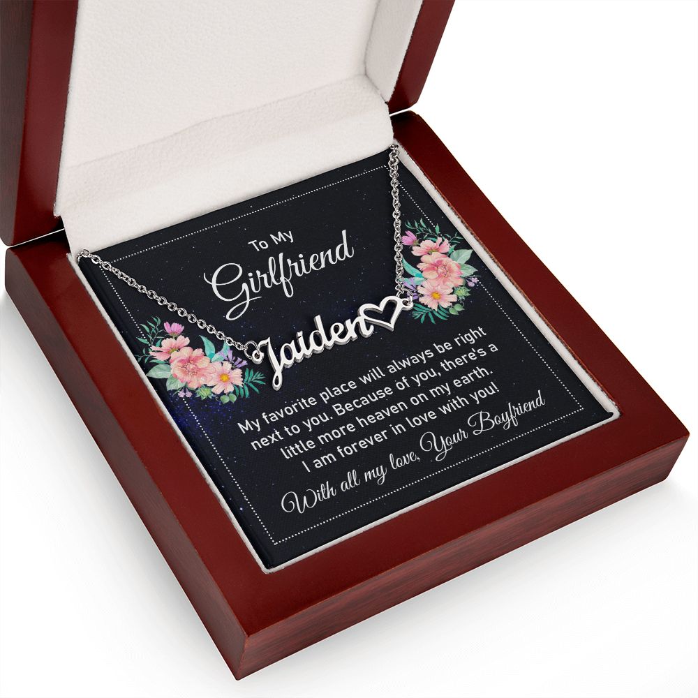To My Girlfriend My Favorite Place Name Necklace With Heart-Express Your Love Gifts