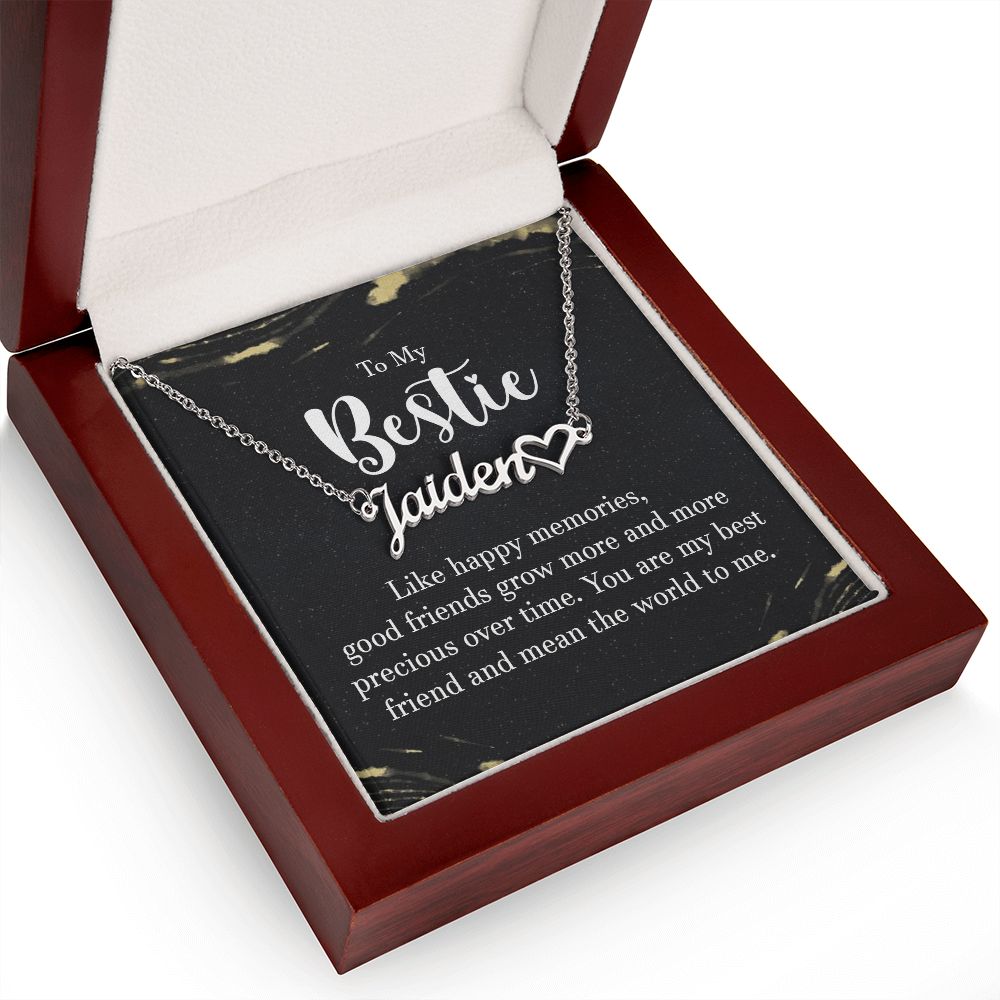 To My Bestie Like Happy Memories Name Necklace With Heart-Express Your Love Gifts