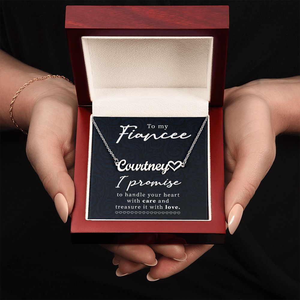 To My Fiancee Name Necklace With Heart-Express Your Love Gifts