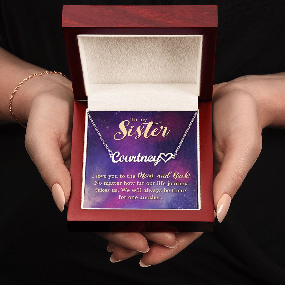 To My Sister I Love You Name Necklace With Heart-Express Your Love Gifts