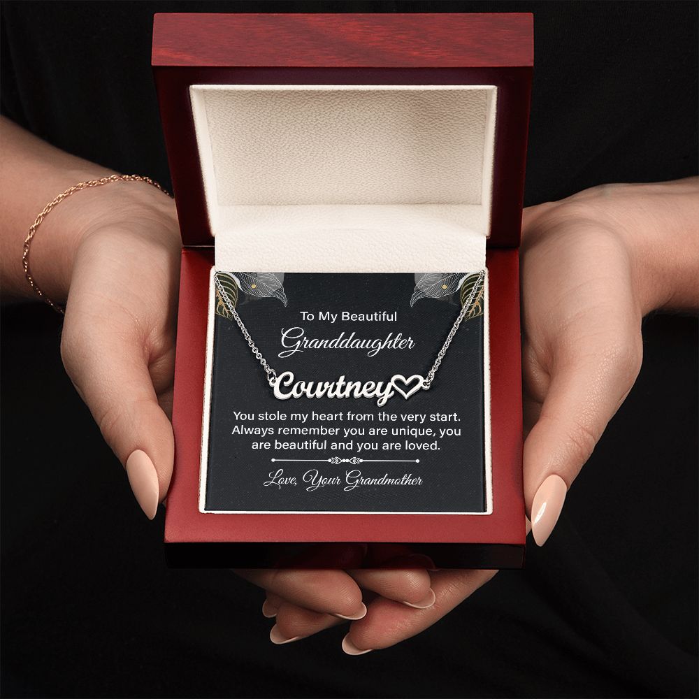 To My Granddaughter You Stole My Heart Name Necklace With Heart-Express Your Love Gifts