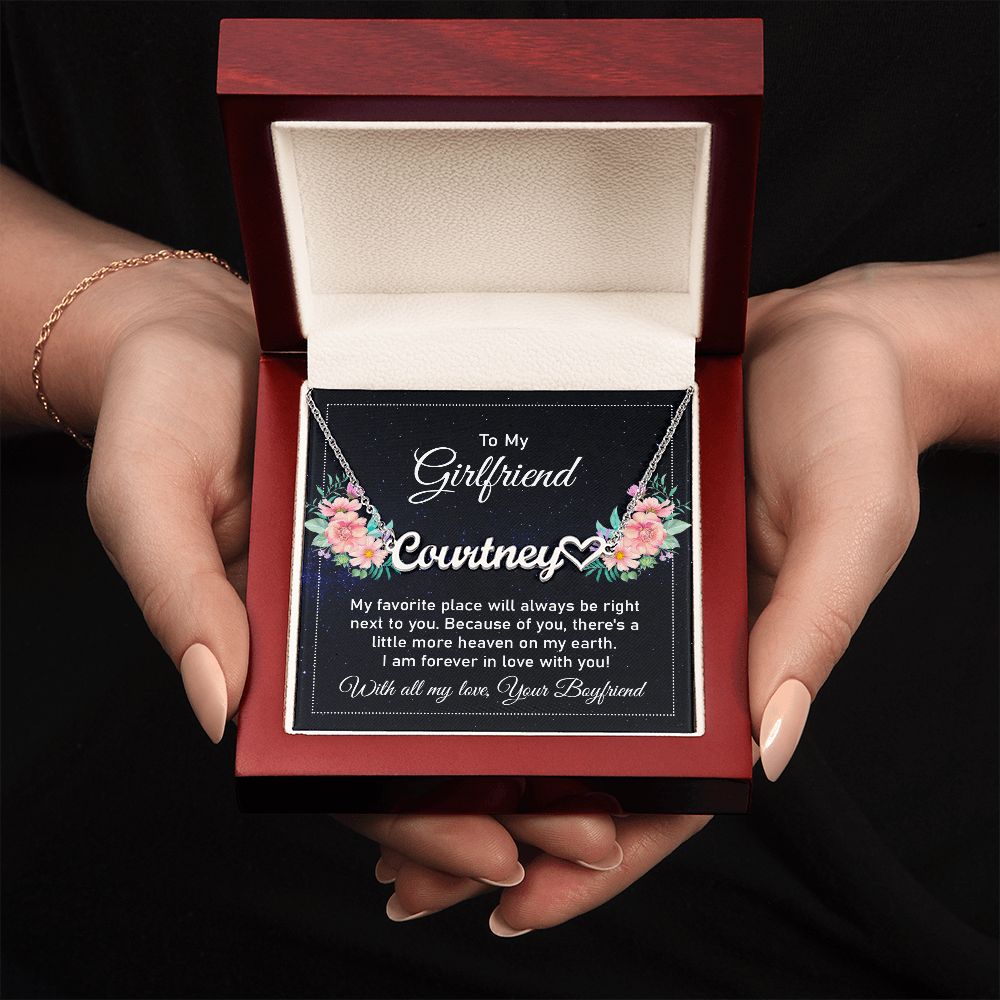 To My Girlfriend My Favorite Place Name Necklace With Heart-Express Your Love Gifts