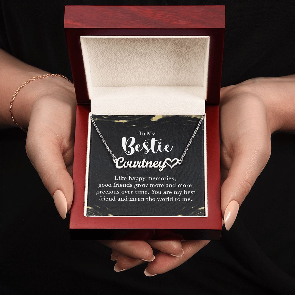 To My Bestie Like Happy Memories Name Necklace With Heart-Express Your Love Gifts