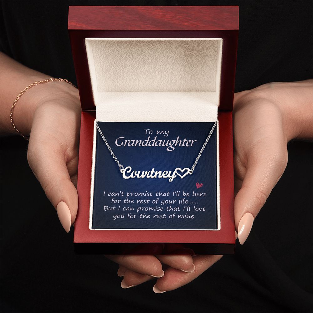 To My Granddaughter Name Necklace With Heart-Express Your Love Gifts