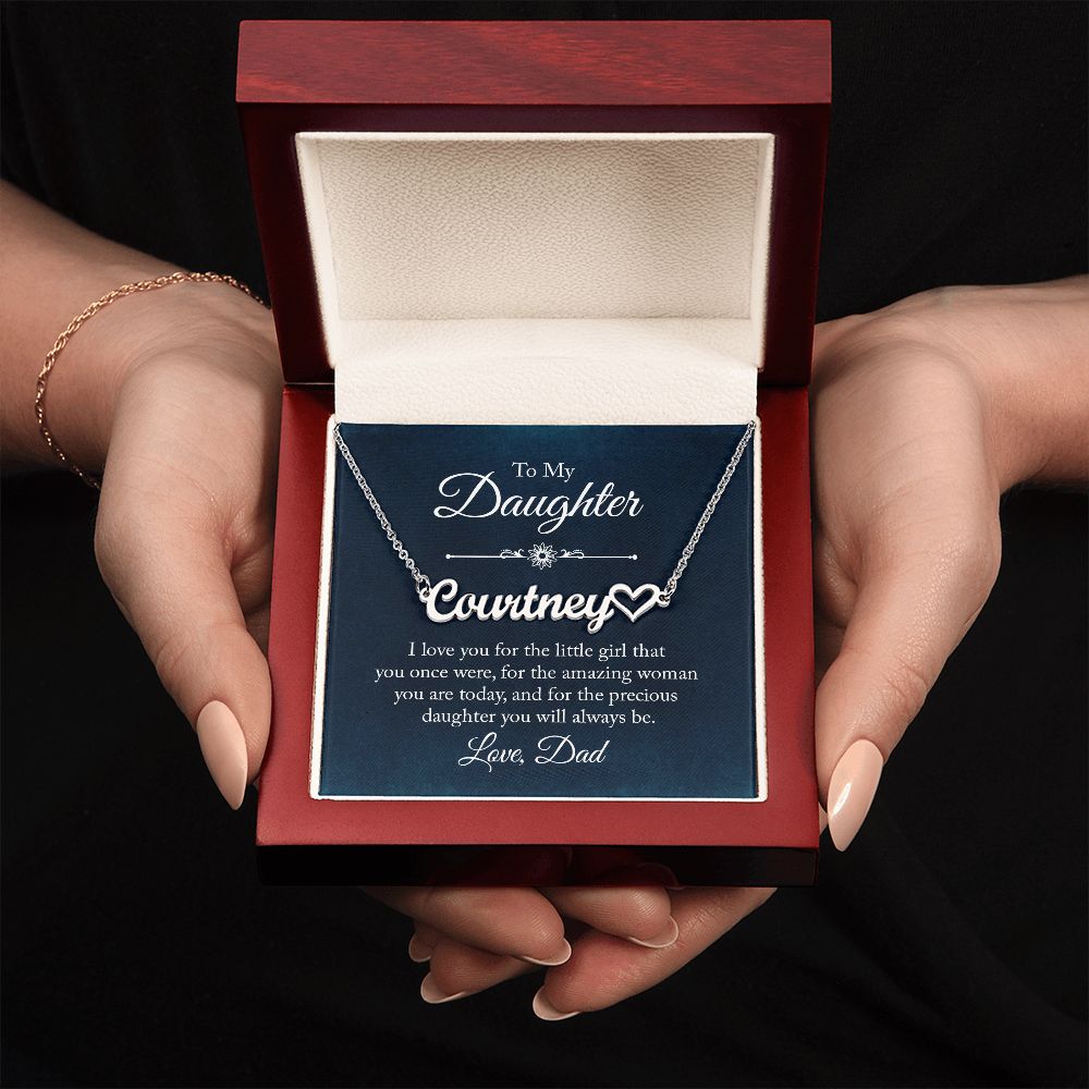 To My Daughter I Love You Name Necklace With Heart-Express Your Love Gifts