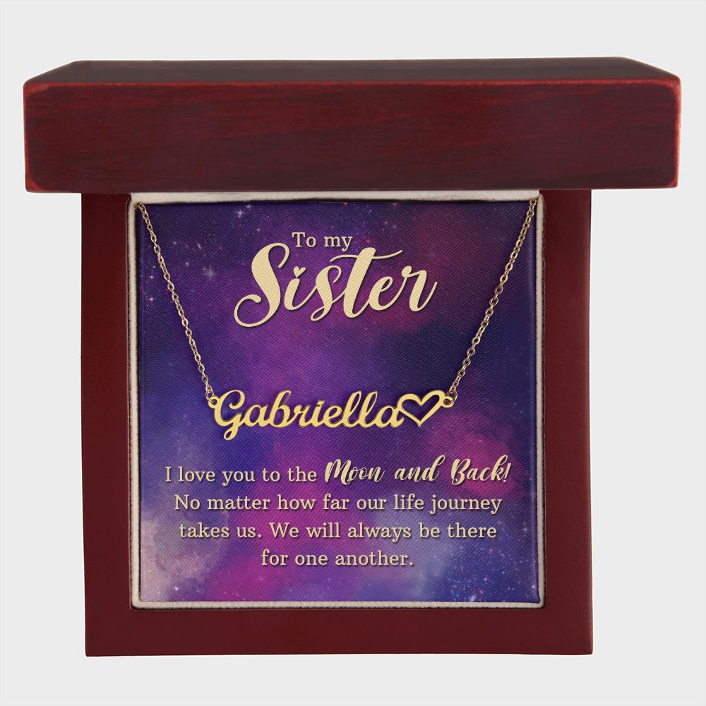 To My Sister I Love You Name Necklace With Heart-Express Your Love Gifts