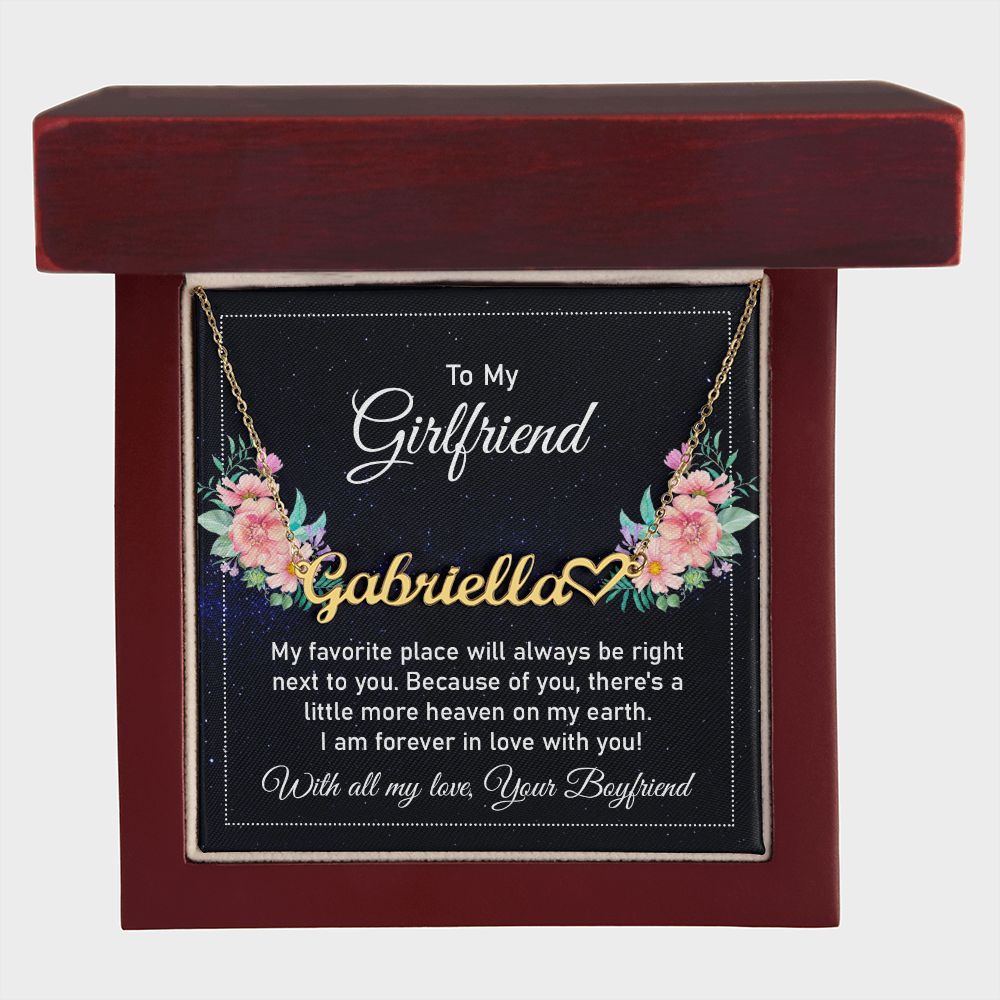 To My Girlfriend My Favorite Place Name Necklace With Heart-Express Your Love Gifts