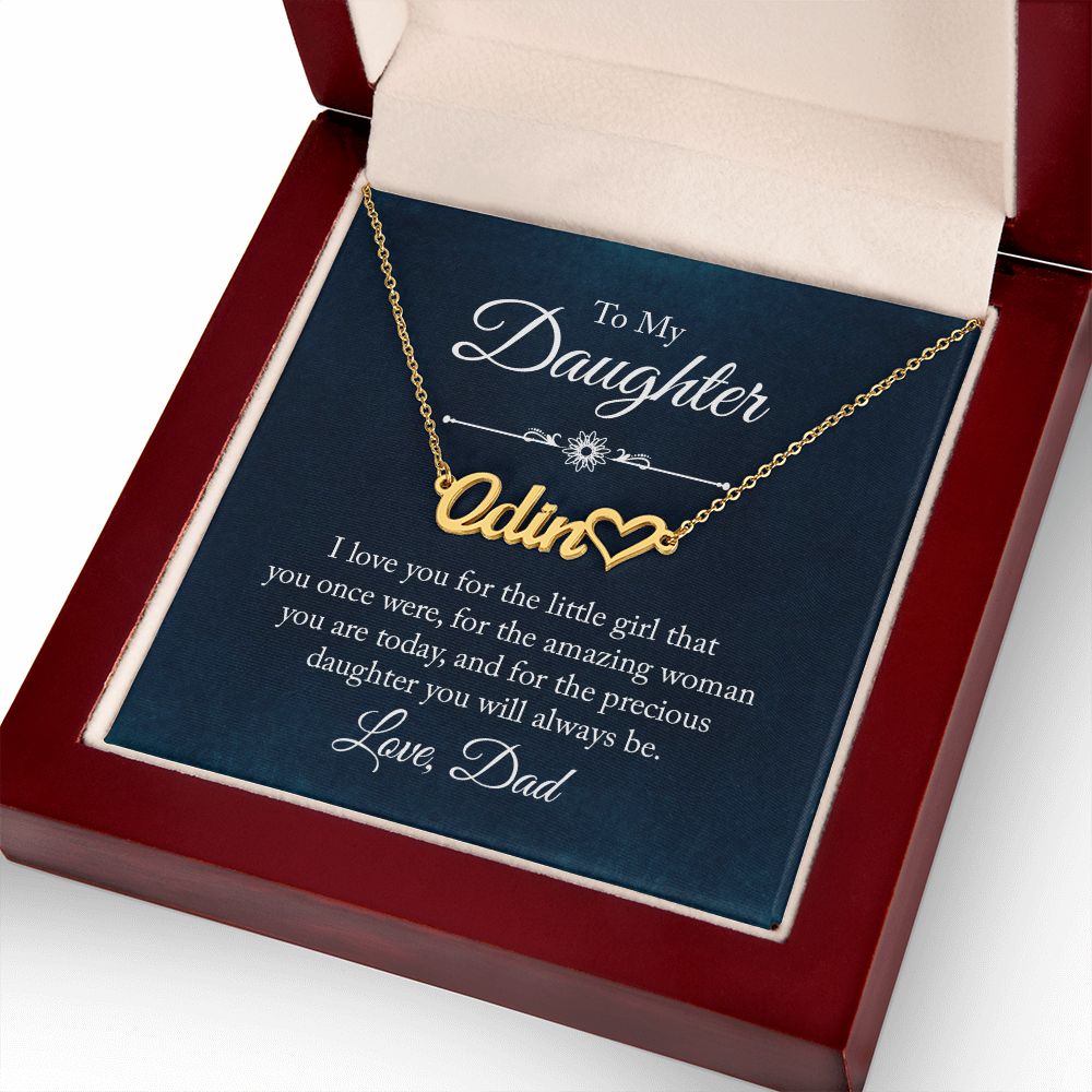 To My Daughter I Love You Name Necklace With Heart-Express Your Love Gifts