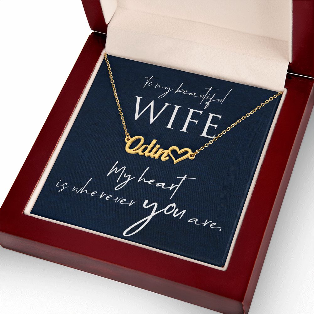 To My Beautiful Wife Name Necklace With Heart-Express Your Love Gifts