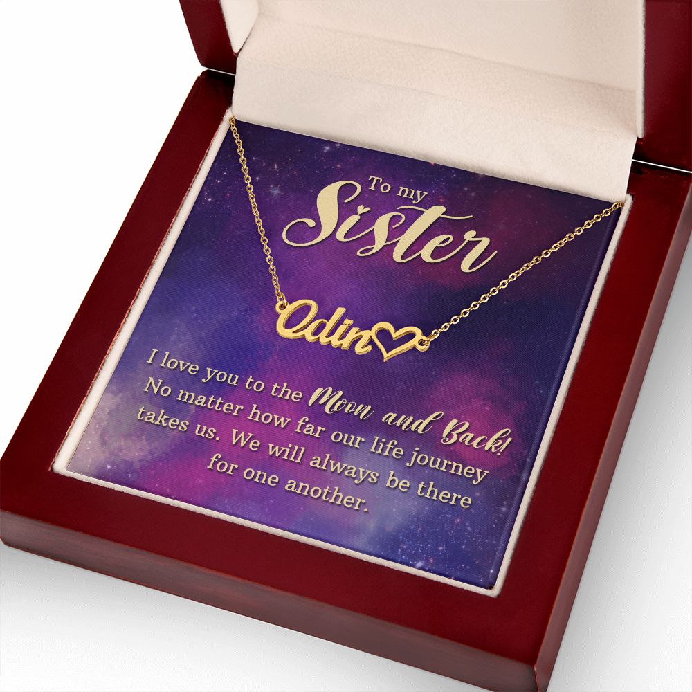 To My Sister I Love You Name Necklace With Heart-Express Your Love Gifts